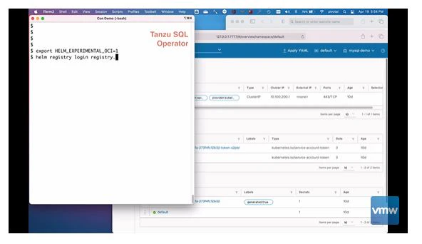 screenshot of VMware SQL